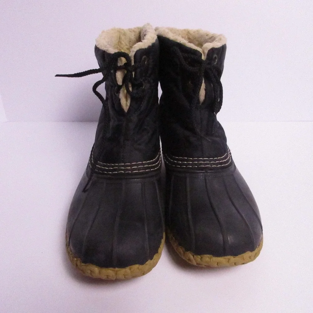 L.L. Bean Bean Boots Mens 10 Black Quilted Ankle Snow Duck Boots Fleece Lined